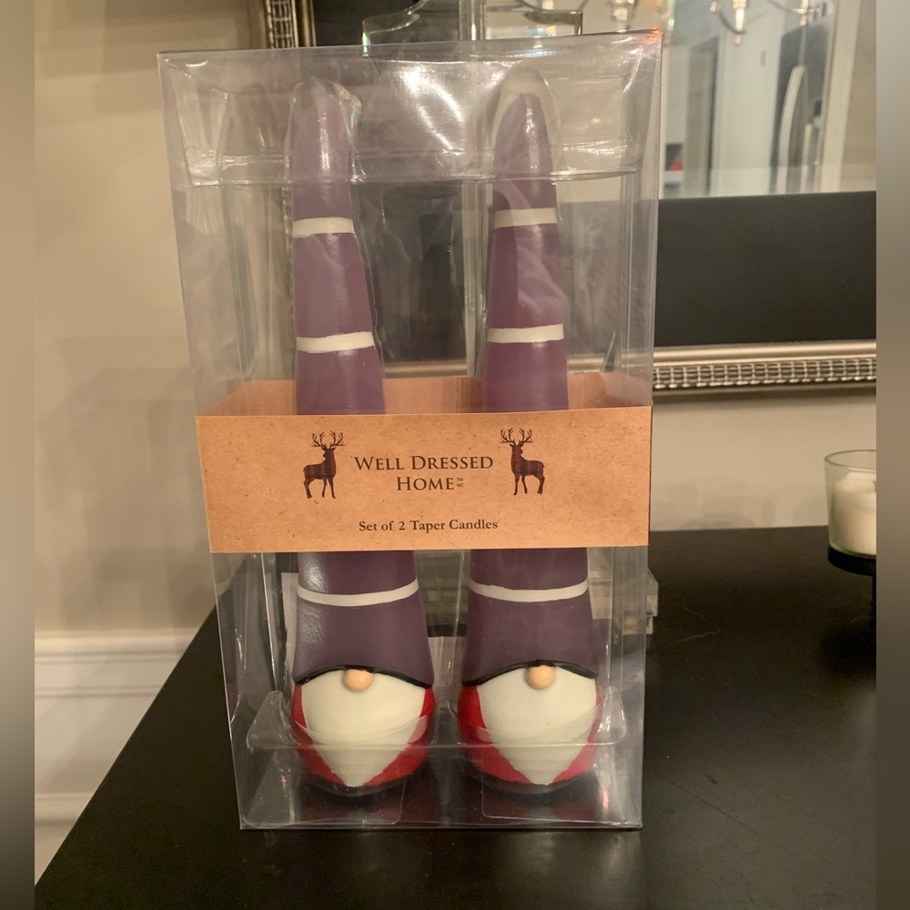 Set of 2 gnome Santa candles